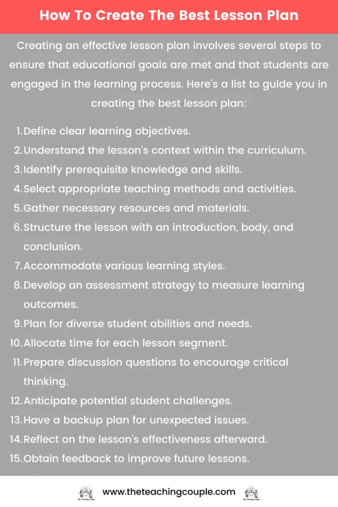 How To Create The Best Lesson Plan