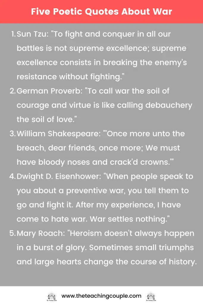 Five Poetic Quotes About War