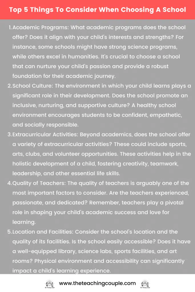 5 things to consider when choosing a school